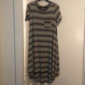 Lula Roe Tonal Grey Striped Carly